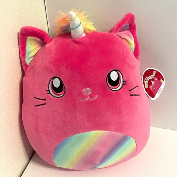 Squishmallow Lizette 14”Valentines Day Kelly hot Pink Cat Unicorn Soft Plush Toy - Picture 4 of 8